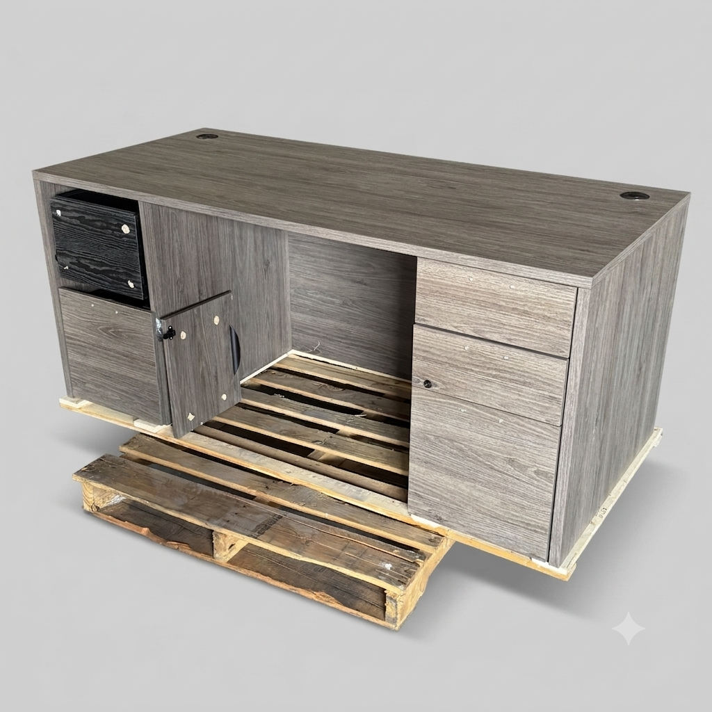 ZA@ Pallet of LORELL Double Pedestal Desk Sz 29.5"W x 65"L x 29"H - LLRPD3066DPGE (AS-IS, Damaged)