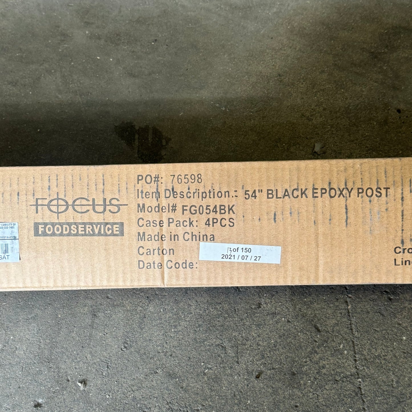 FOCUS FOODSERVICE (4 Pack) 54" Black Epoxy Posts FG054BK