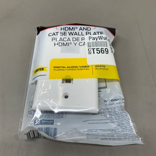 MONSTER Plastic Coaxial Wall Plate 4"x2.5" White JHIU0072