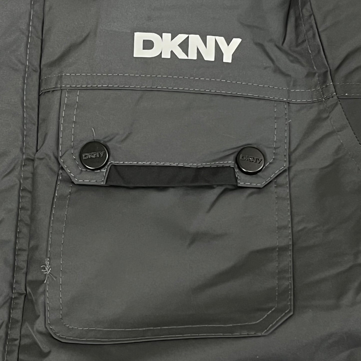 DKNY Boys' Winter Jacket Insulated Quilted Puffer Parka 14/16 Charcoal