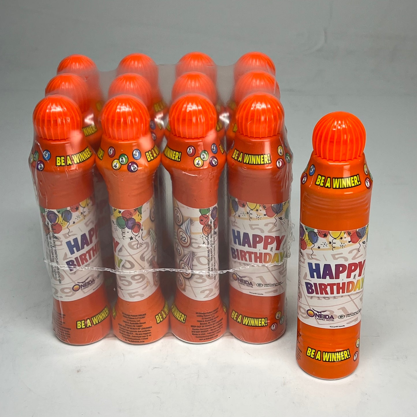DAB O INK (12 PACK) Onedia Casino Happy Birthday Bingo Marker 4oz Orange D25