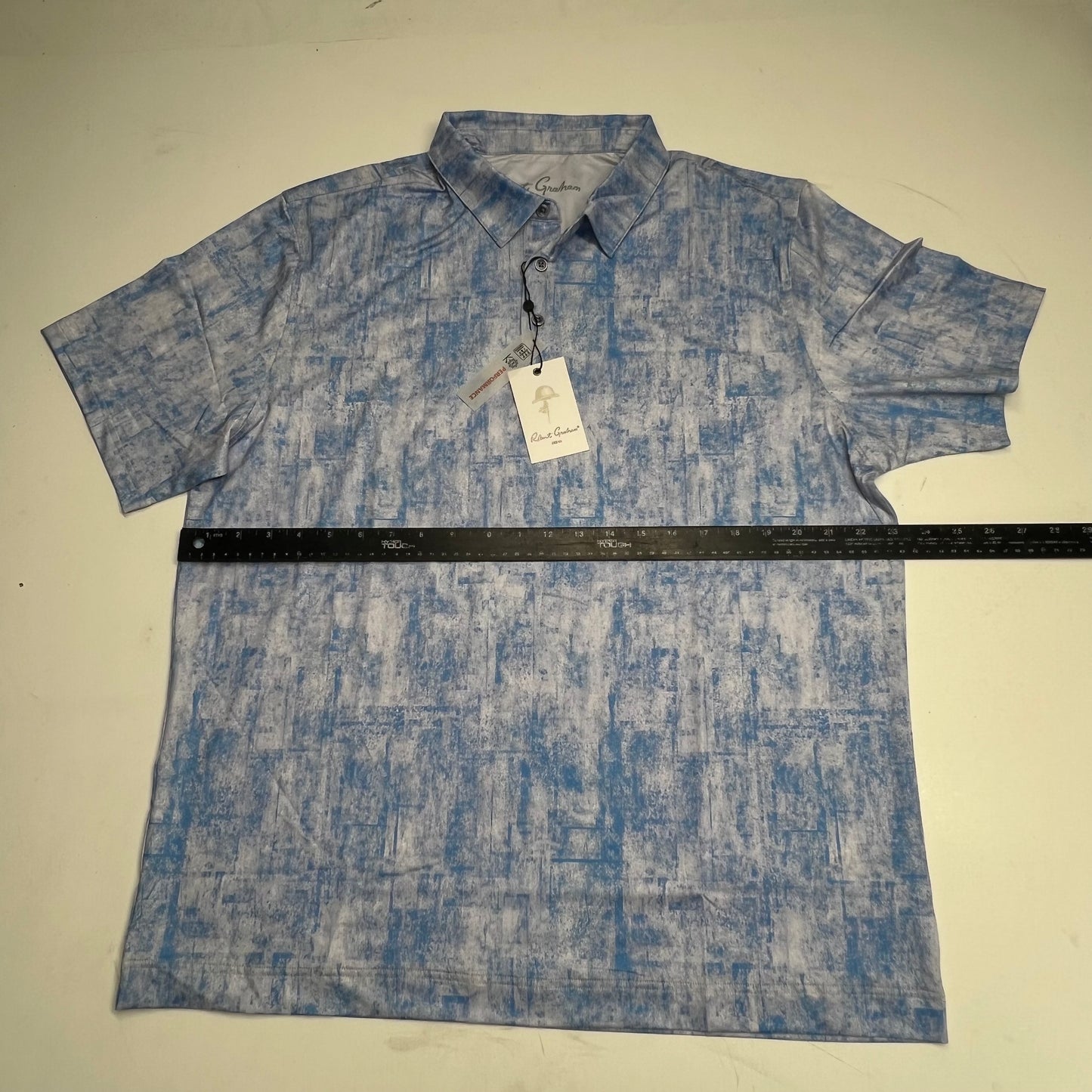 ROBERY GRAHAM Waters Short Sleeve Polo Shirt Men's Sz XL Light Blue OS6706-450