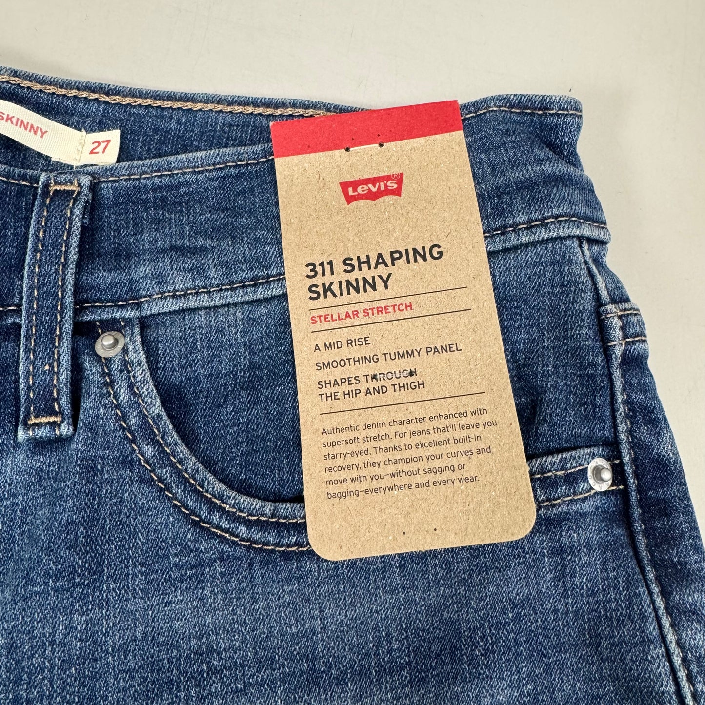 LEVI'S 311 Shaping Skinny Stellar Stretch Mid Rise Women's Sz 27x28 Lapis Gallop
