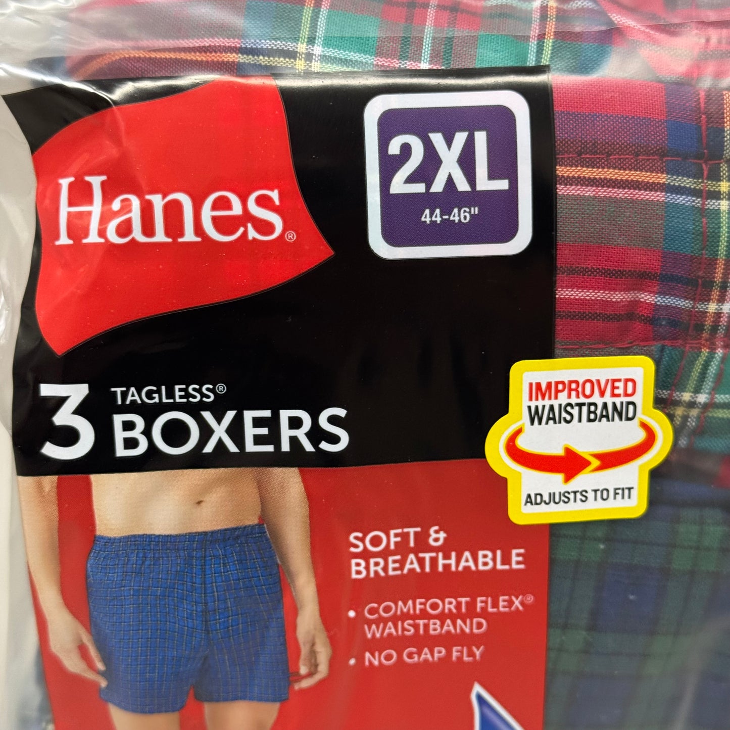 HANES (3 PACK!) Men's Cool Comfort Boxer Briefs Sz 2XL 44-46" Blue/Red/Grey 042390