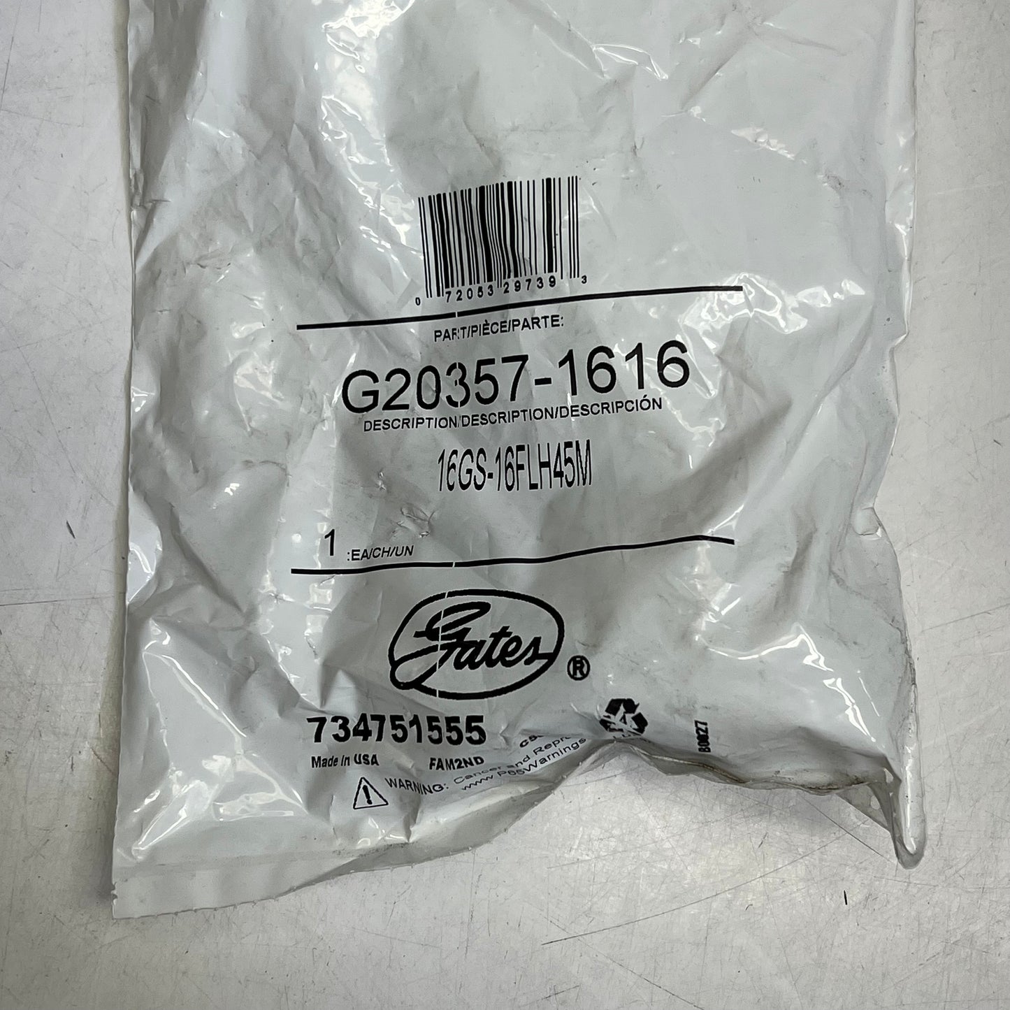 GATES O-ring Flange Heavy 45° Bent Tube Coupling 1" x 5.79"  Silver G20357-1616