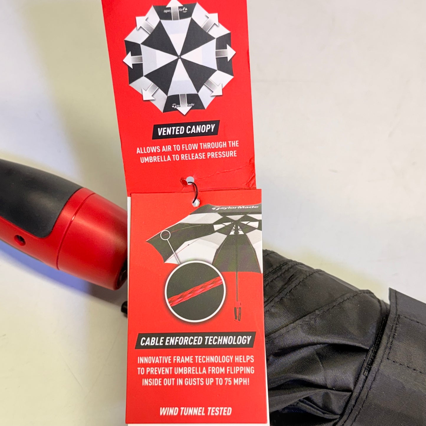 TAYLORMADE Golf Umbrella Vortexvent Compact Technology 47 in Black 2180