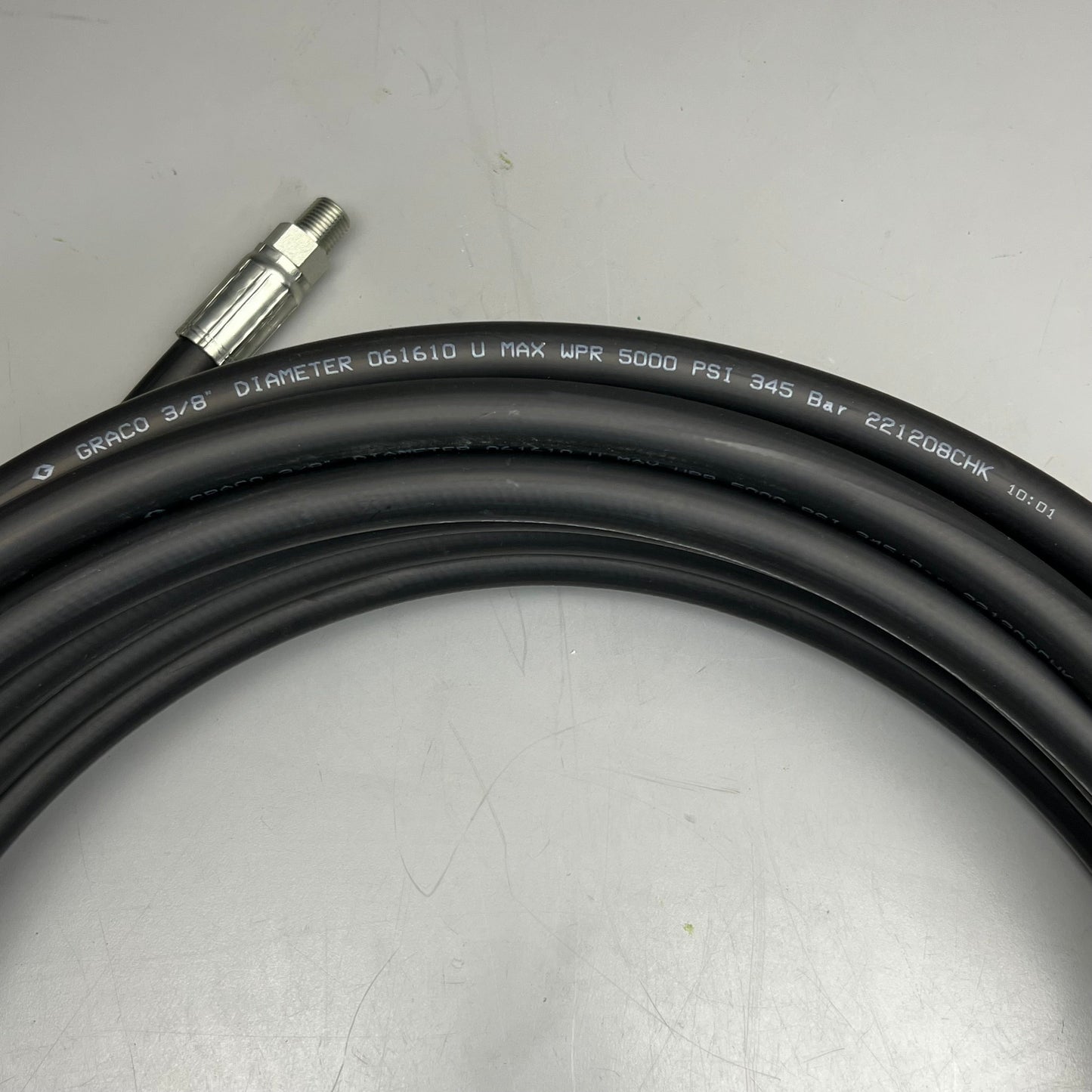 GRACO INDUSTRIAL Hose Coupled 3/8" Diameter x 35ft Long 5,000 PSI Black 011610