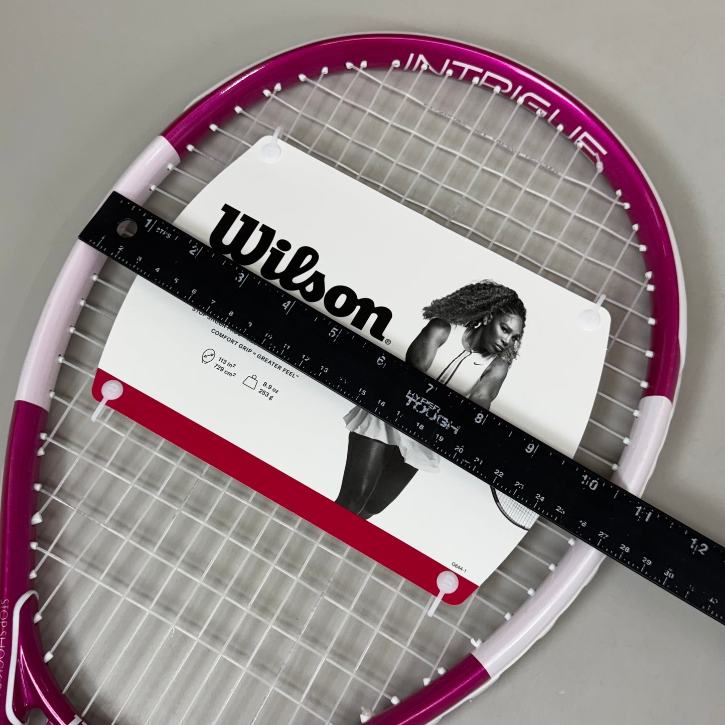 WILSON Intrigue Adult Tennis Racquet Grip 4 1/4" 113 Sq In 8.9 Oz Pink/White WR083520U2