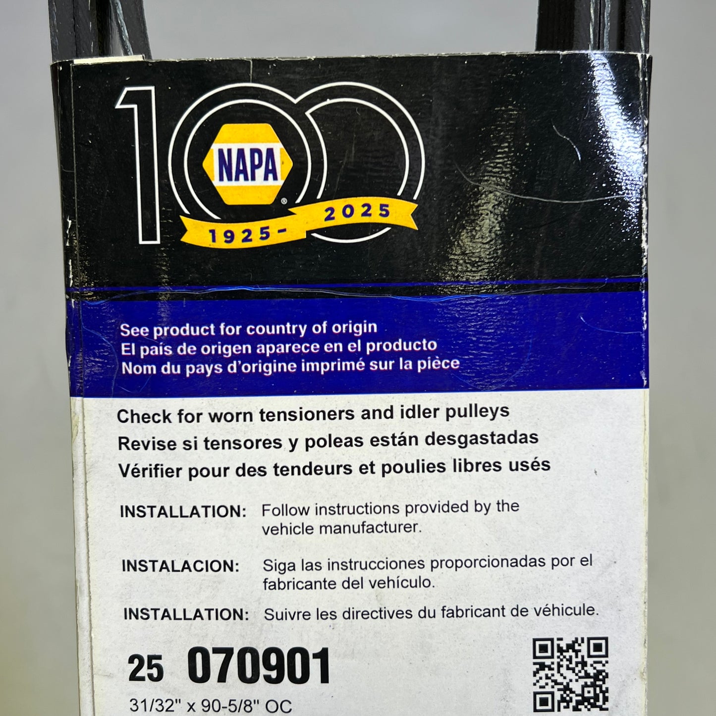 NAPA Power Series Automotive V-Ribbed Belt For Jeep & Toyota Black 25070901