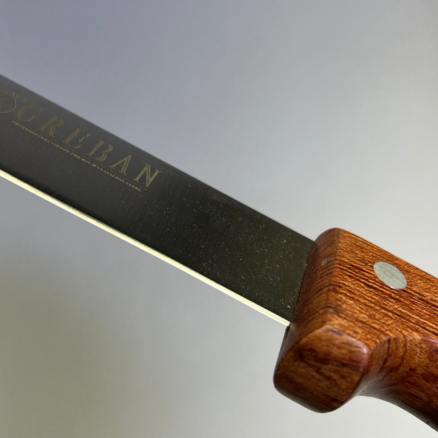 GREBAN Professional Grade SS Loin Slicer W/ Wood Handle 14" Blade Brown 156399