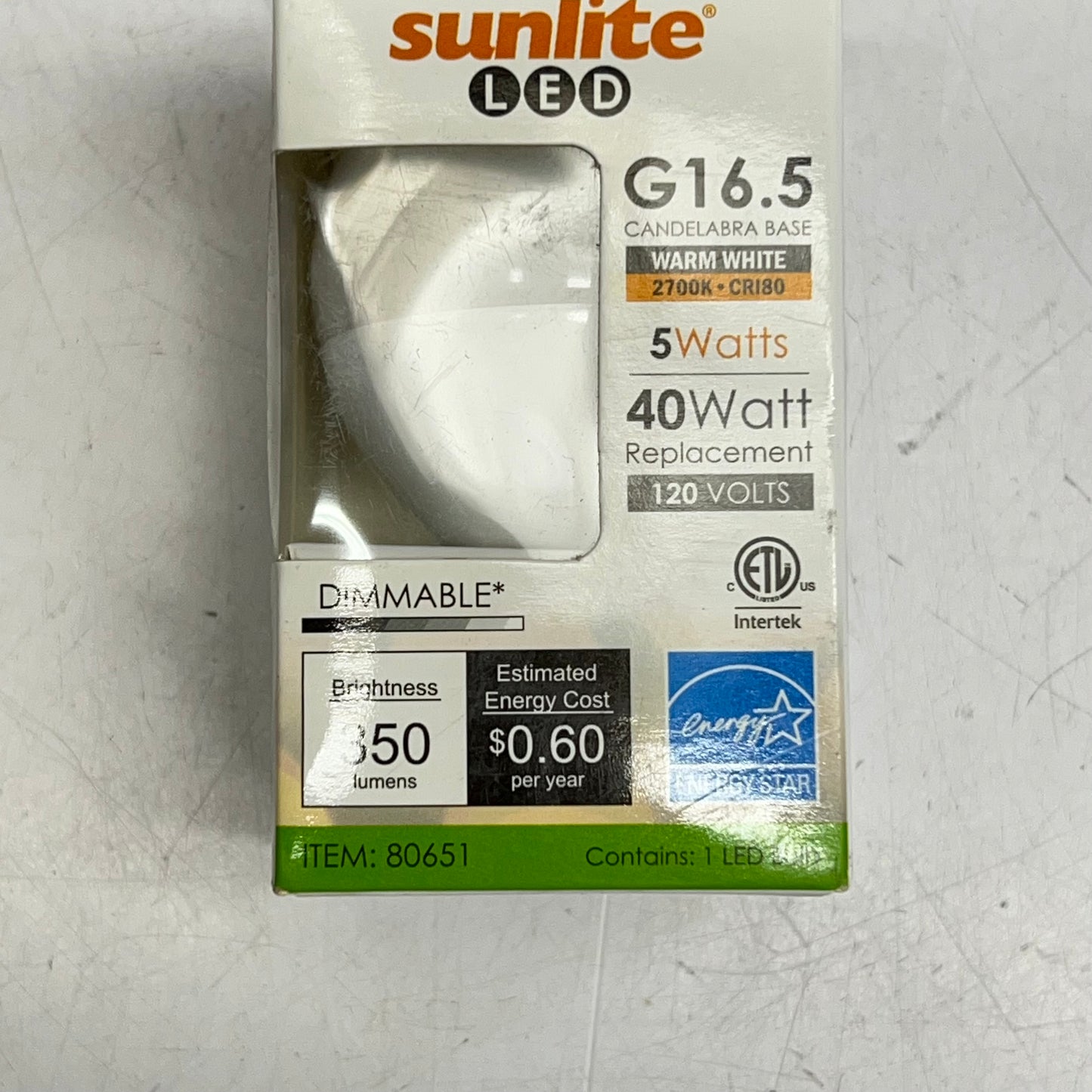 SUNLITE (4 PACK) Dimmable Led Candelabra Base G16.5 E12 Warm White 80651