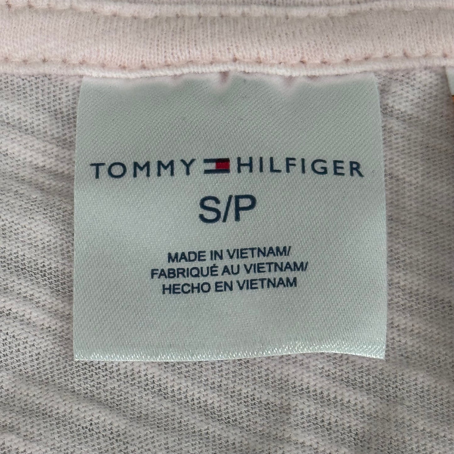 TOMMY HILFIGER Adaptive Short Sleeve Magnet Button T-Shirt Pink Women's SZ S Signature Stripe (New Other)