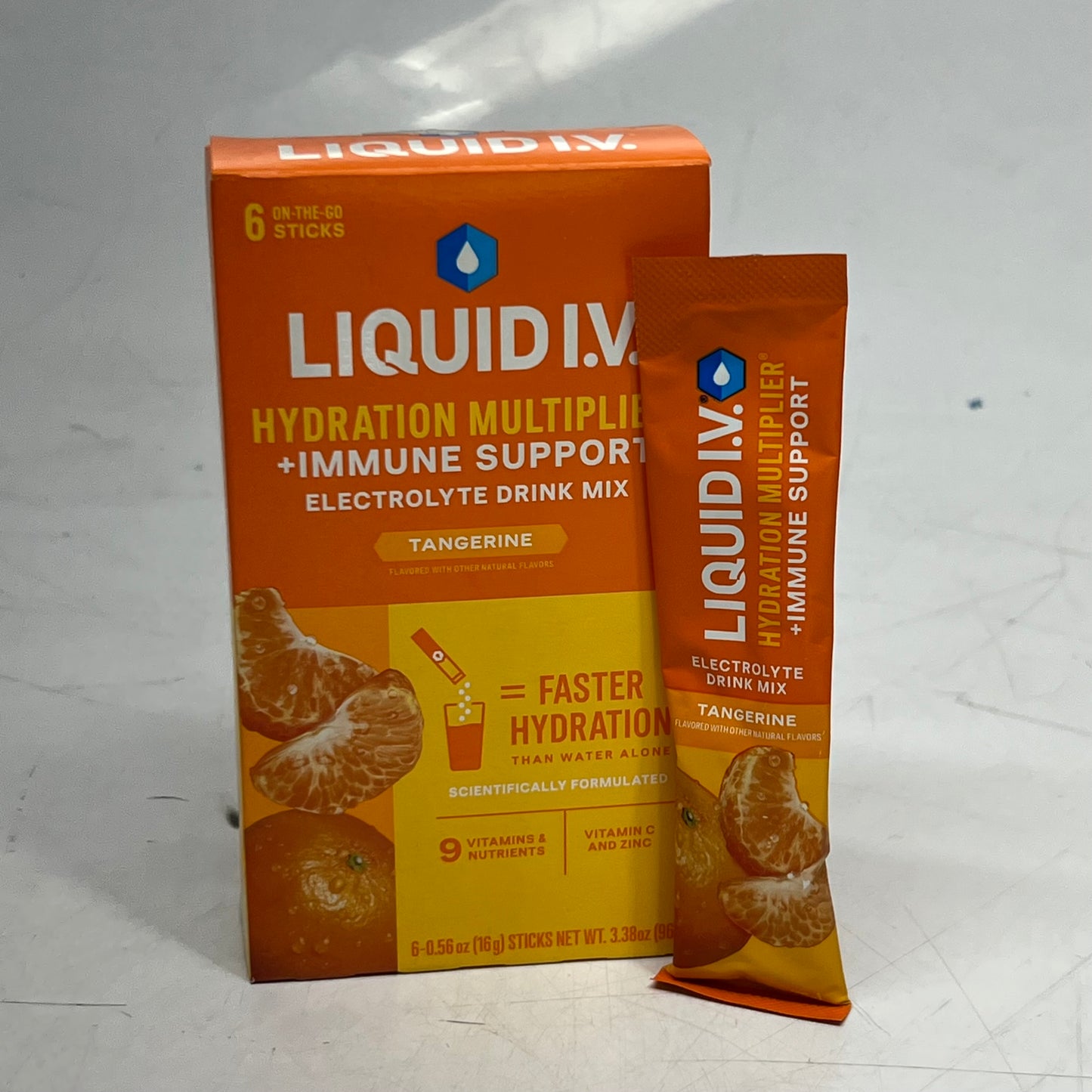 LIQUID I.V (6 PACK) Hydration Multiplier + Immune Support Tangerine 0.56 oz. Orange BB 01/28