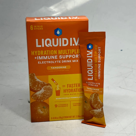 LIQUID I.V (6 PACK) Hydration Multiplier + Immune Support Tangerine 0.56 oz. Orange BB 01/28
