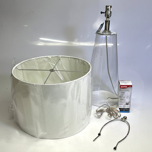 KENROY HOME Boda Clear Glass Table Lamp Home Decor 29" White Shade 32062CL