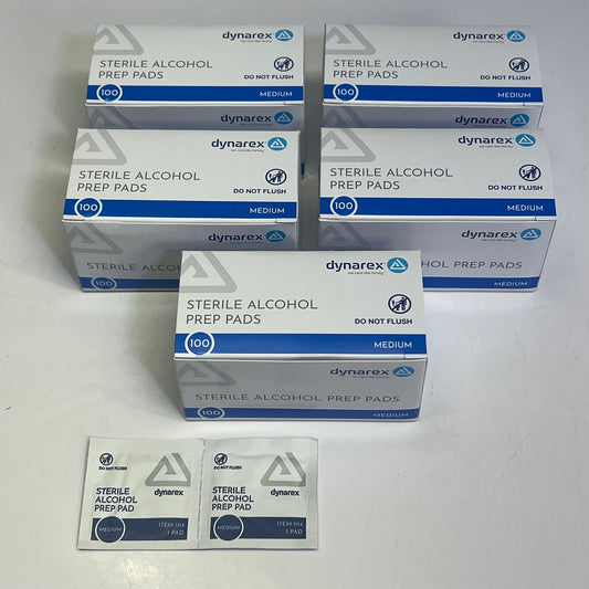 ZA@ DYNAREX (5 PACK, 100 EACH) Sterile Alcohol Prep Pads Medium White 1114 BB 03/30 A