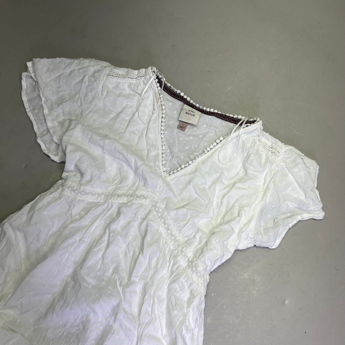 KNOX ROSE Lightweight Short Sleeve Maxi Dress  Women's Sz L White (Pre-Owned)