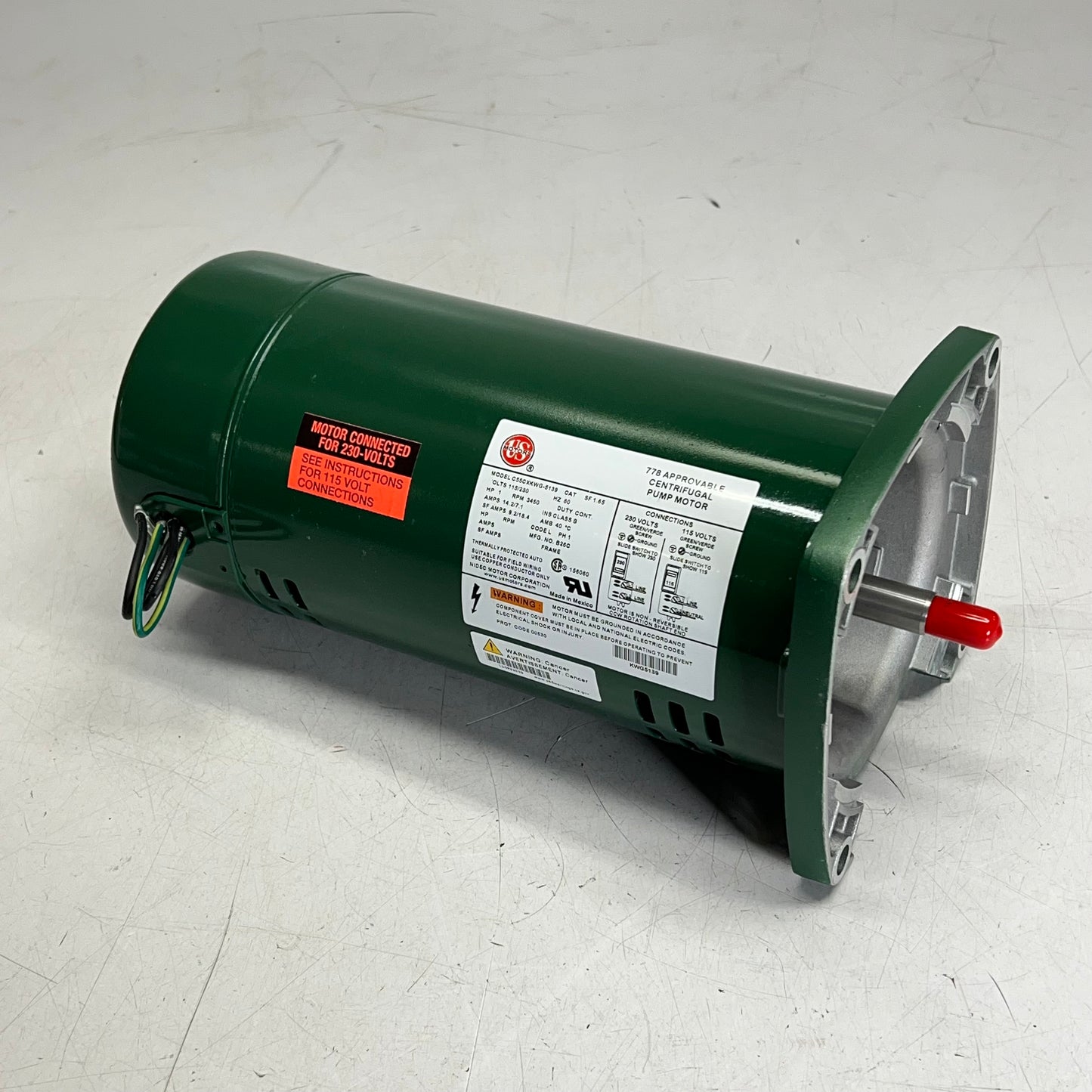 US MOTORS Commercial Grade Motor 115/230V 3450 RPM Green C55CXKWG-5139