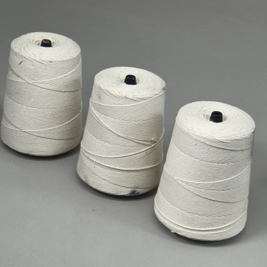 ZA@ UNBRANDED (3 PACK, 6 POUNDS TOTAL TWINE ) 8/12 PLy Poly cotton No. 2 Cone Twine White