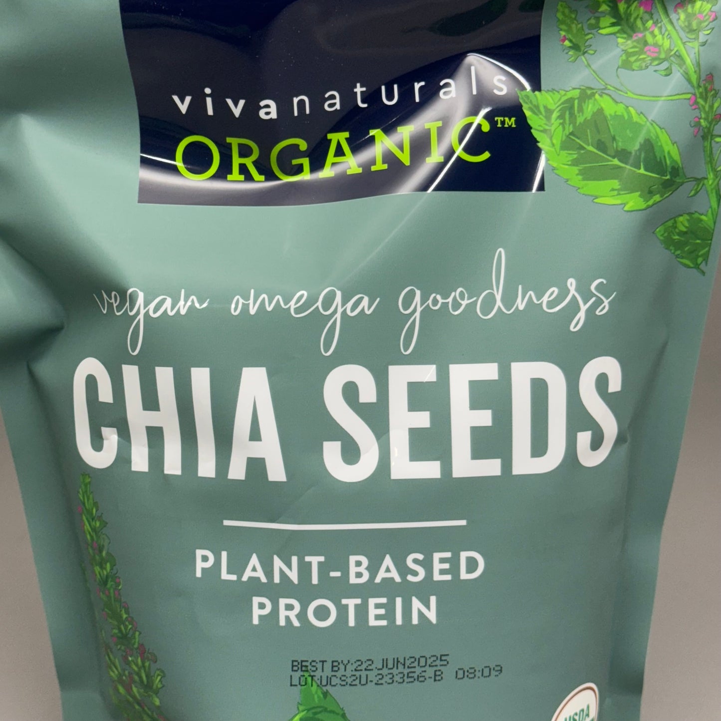 VIVA NATURALS (3 PACK) Organic Chia Seeds 2 lbs Each BB 06/25