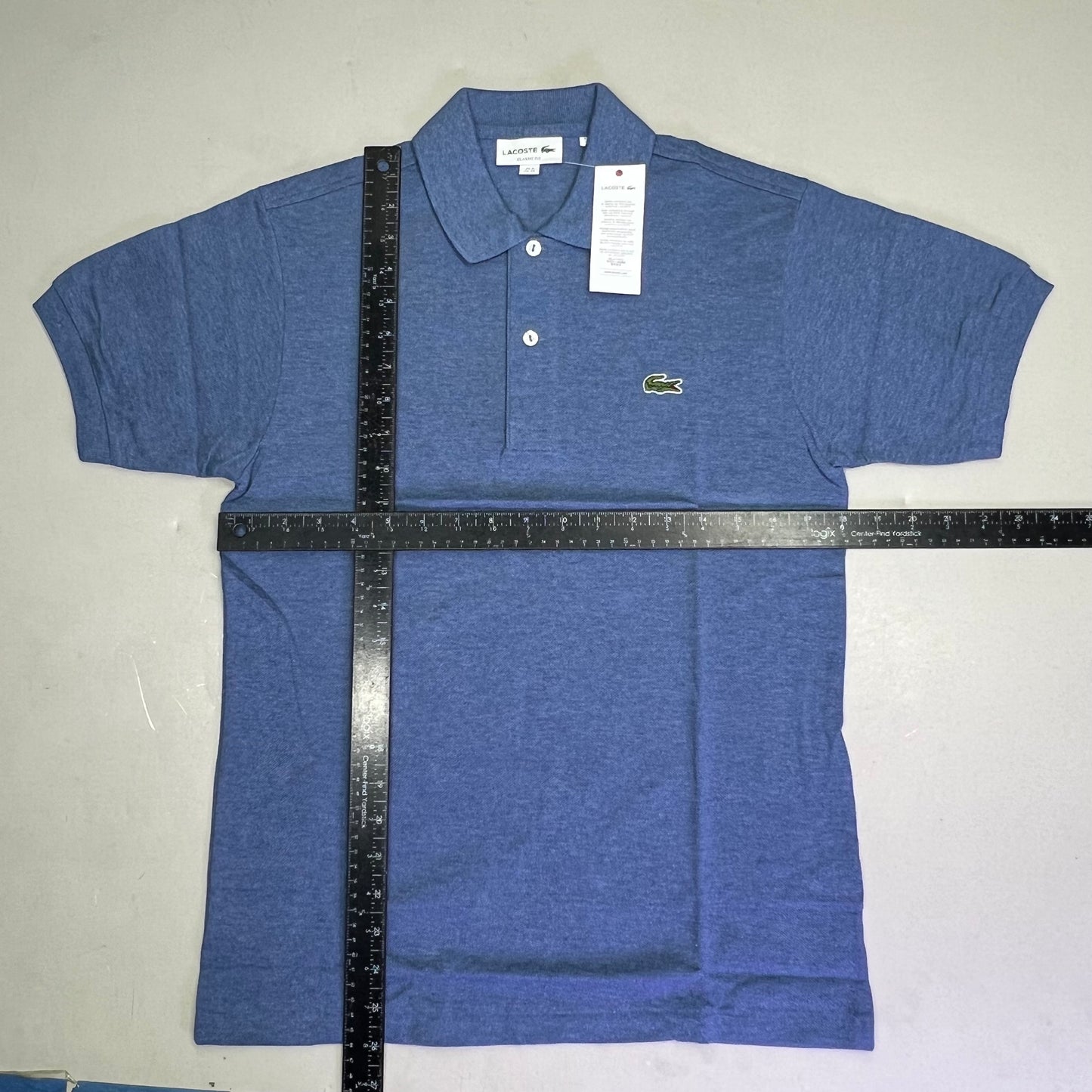 LACOSTE Classic Fit L.12.12 Heather Polo Ribbed Colar Men's Sz XS-2 Blue Chine