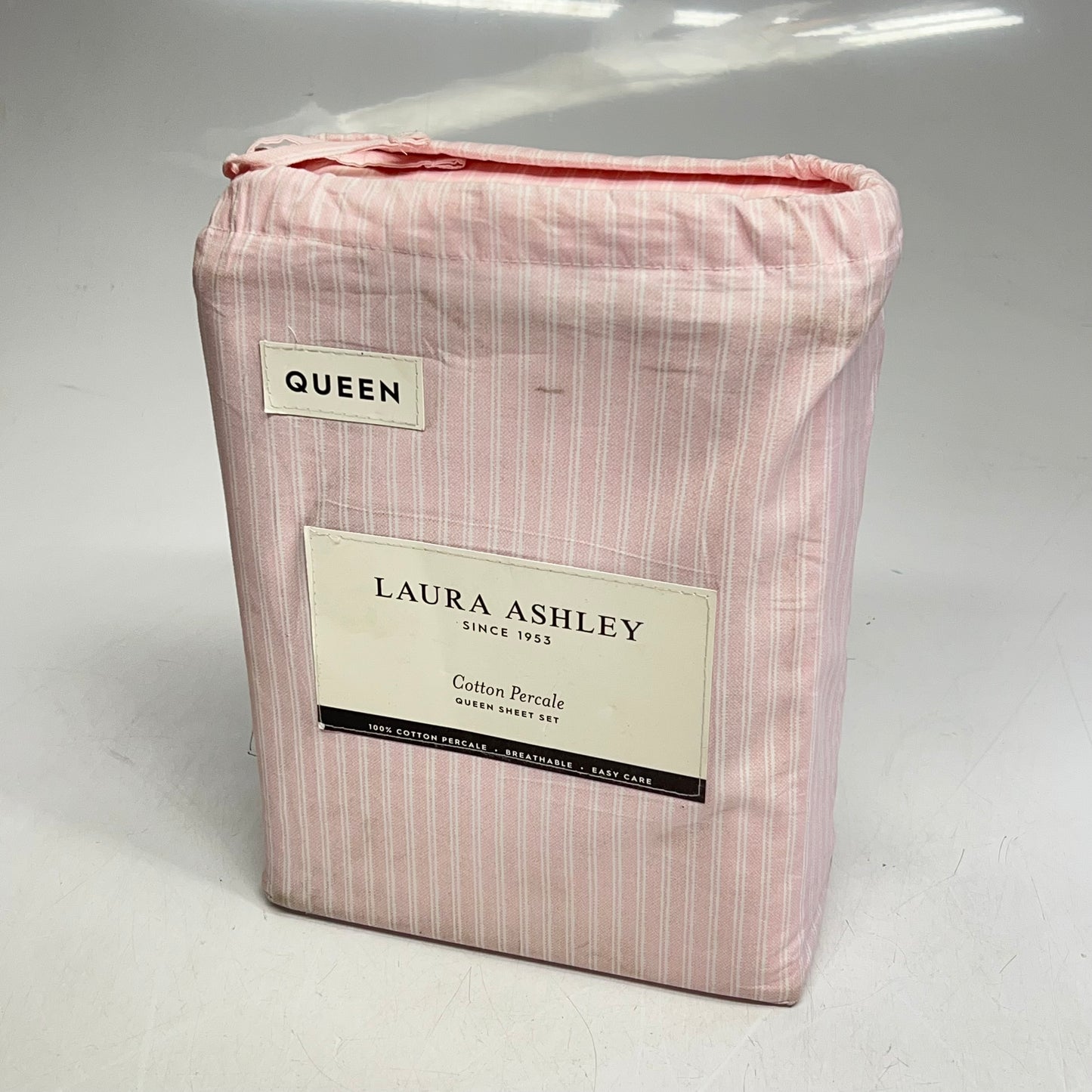 LAURA ASHLEY Cotton Percale Sheet Set Queen 200 Thread Count Pink (New Other)