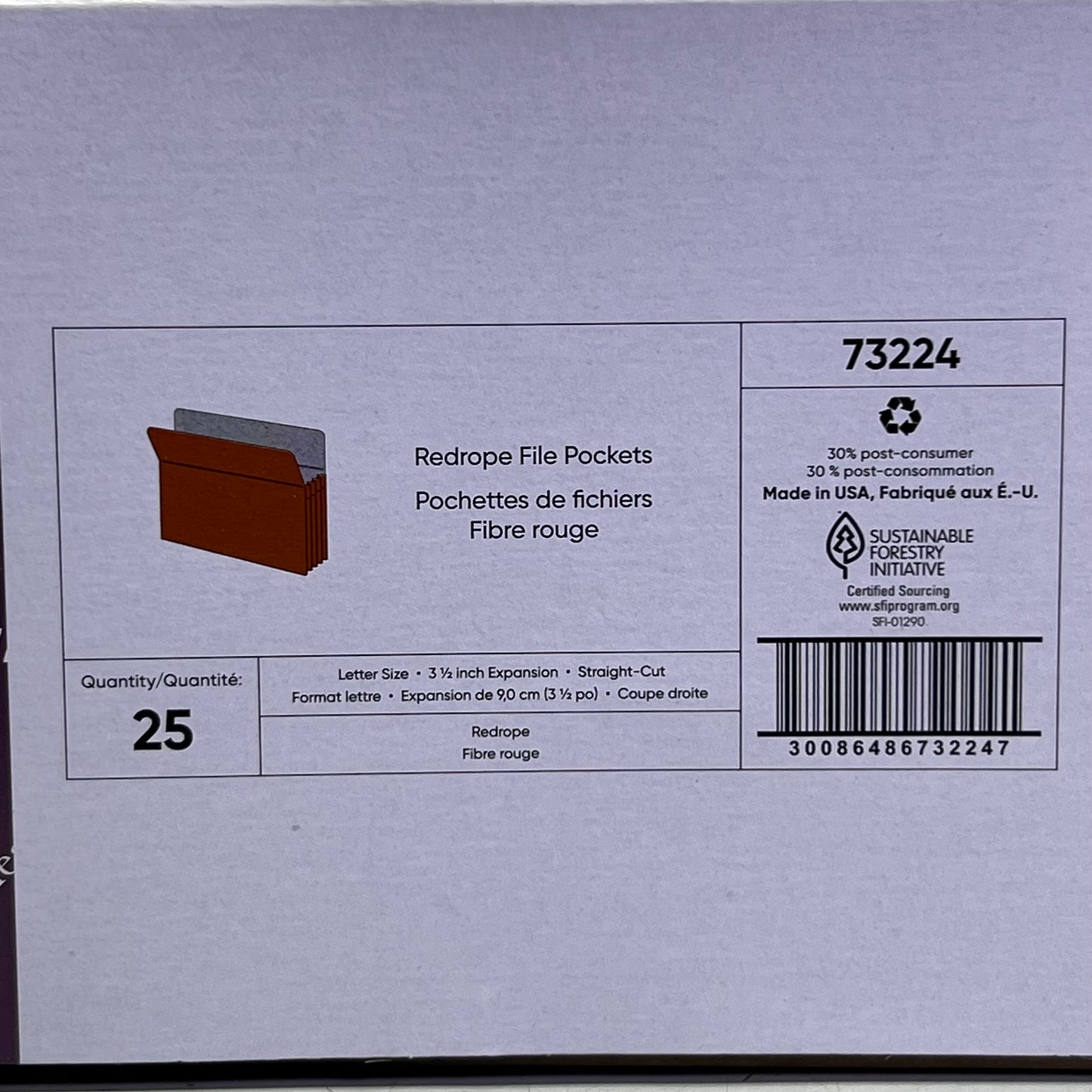 SMEAD (25 PACK) File Pockets Sz 3" 1/2 Expansion 73224