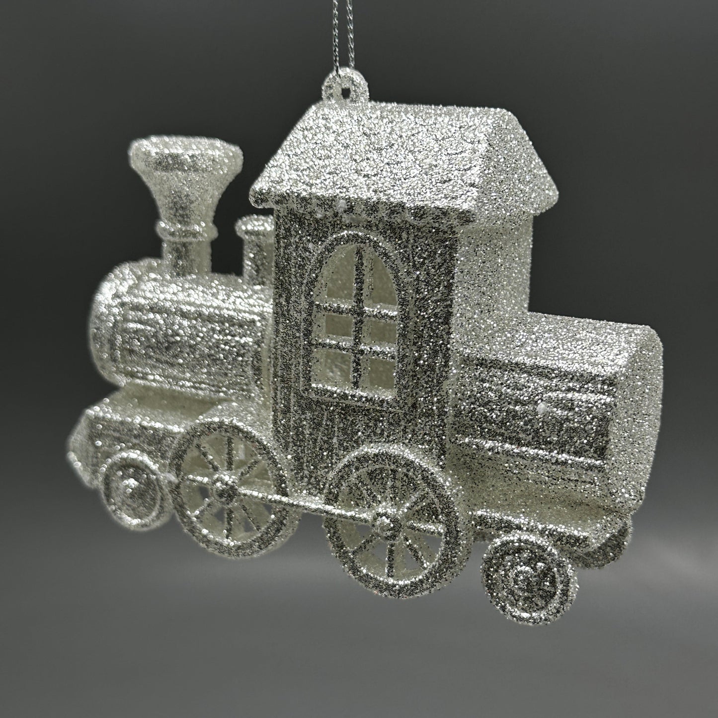 ZA@ KURT S. ADLER (3 PACK) Train Christmas Ornament Red Gold & Silver Glitter 3.4“ T3628 C