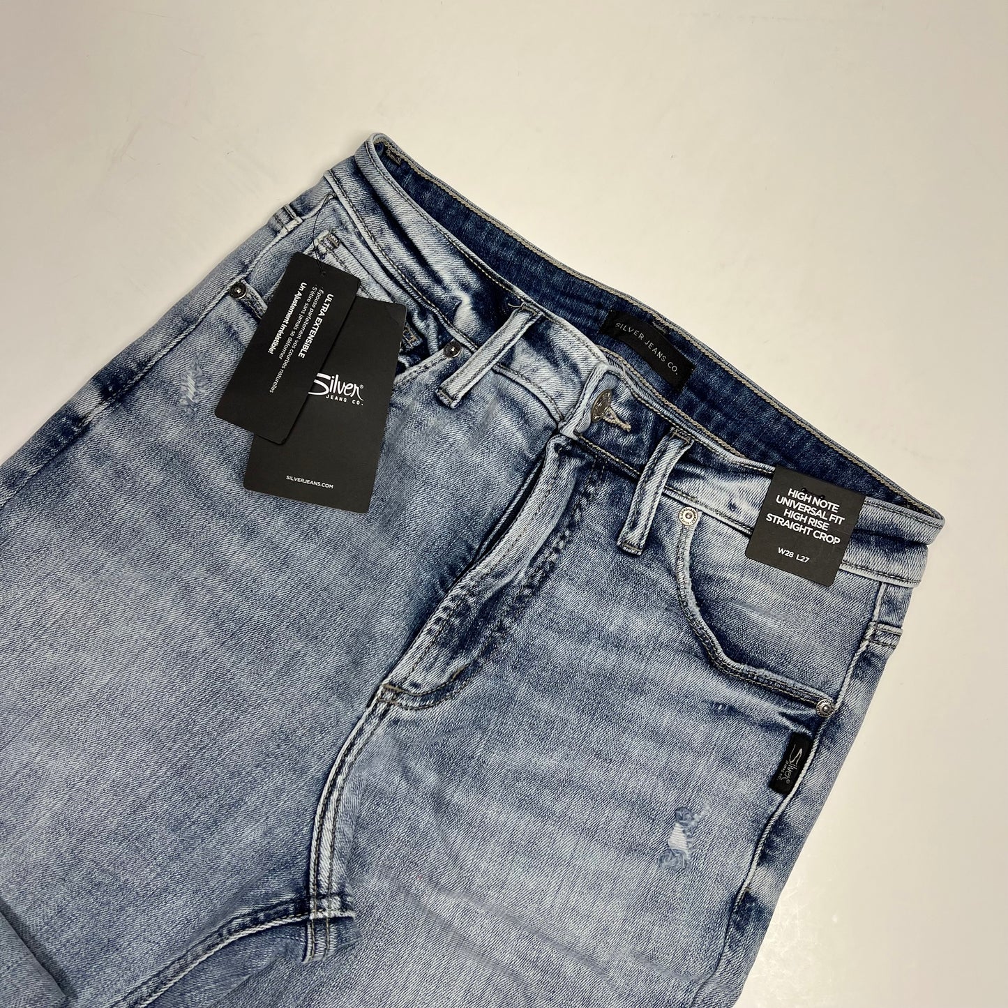 SILVER JEANS CO High Note High Rise Straight Crop Jeans  Women's Sz 28/27 Light