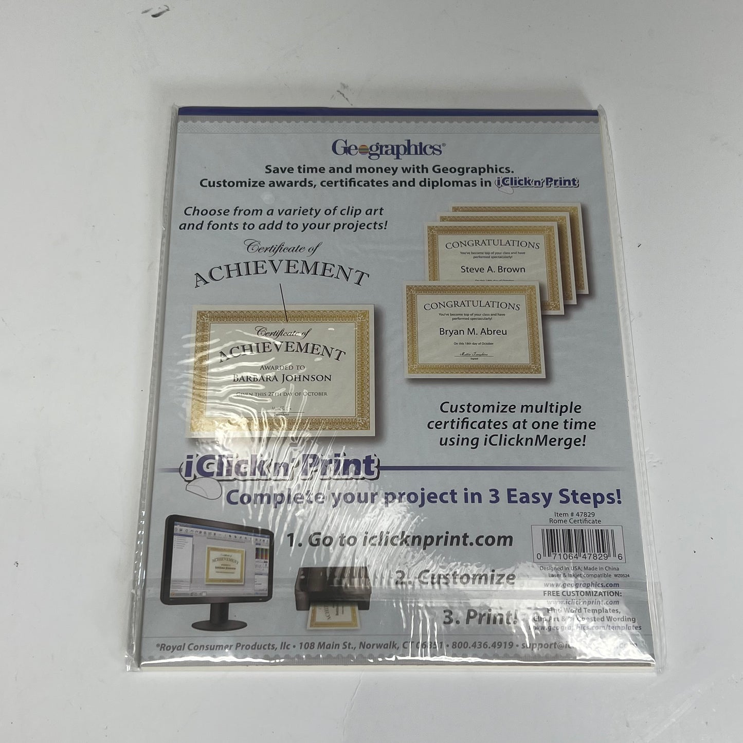 GEOGRAPHICS (2 PACK, 15 SHEETS EACH) Foil Certificates 8.5"x11" Gold/Off White