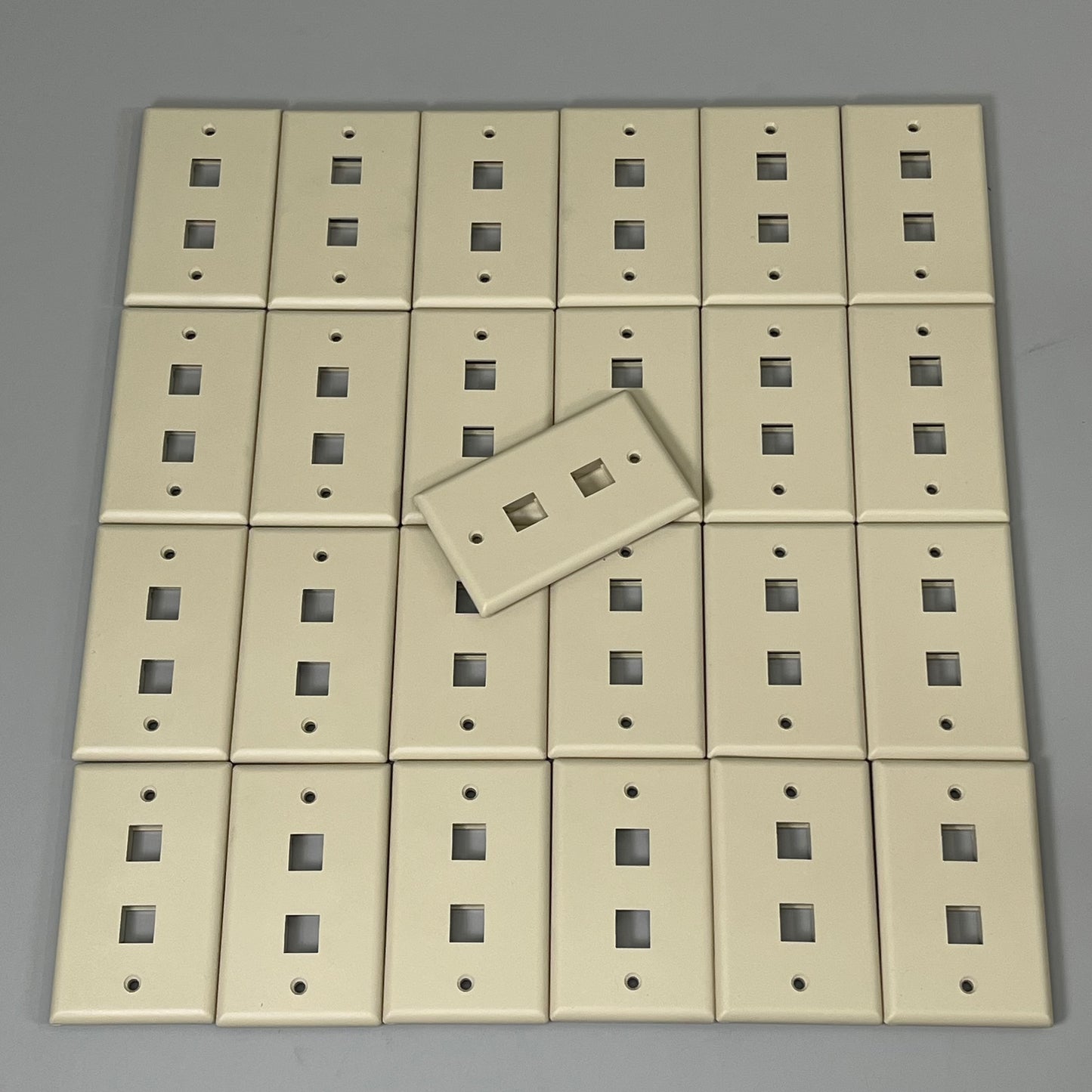 ICC Flat Keystone Wall Plate Single Gang 2 Port 2 3/4' x 4 1/2' Ivory IC107F02IV