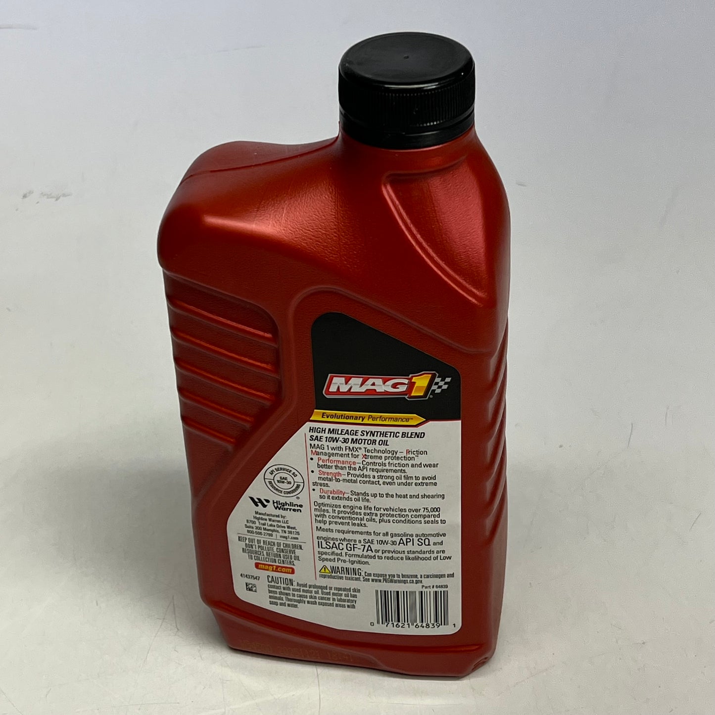 MAG1 (6 PACK) High Mileage Synthetic Blend 10W-30 Motor Oil  1 Quart Brown 64839