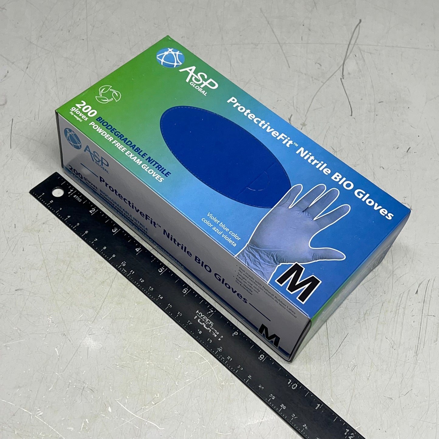ASP GLOBAL(10 PACK, 200 EACH) Protective Fit Nitrile Bio Gloves Unisex Sz M Blue