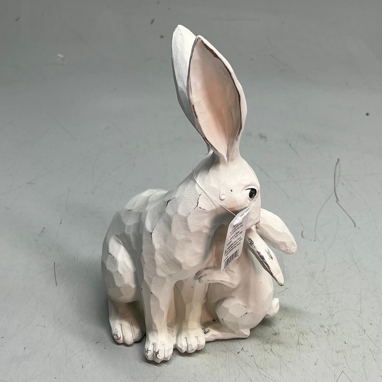 RAZ IMPORTS Rabbit & Baby Cuddling Resin Figure Home Decor 10.5" White 4411053