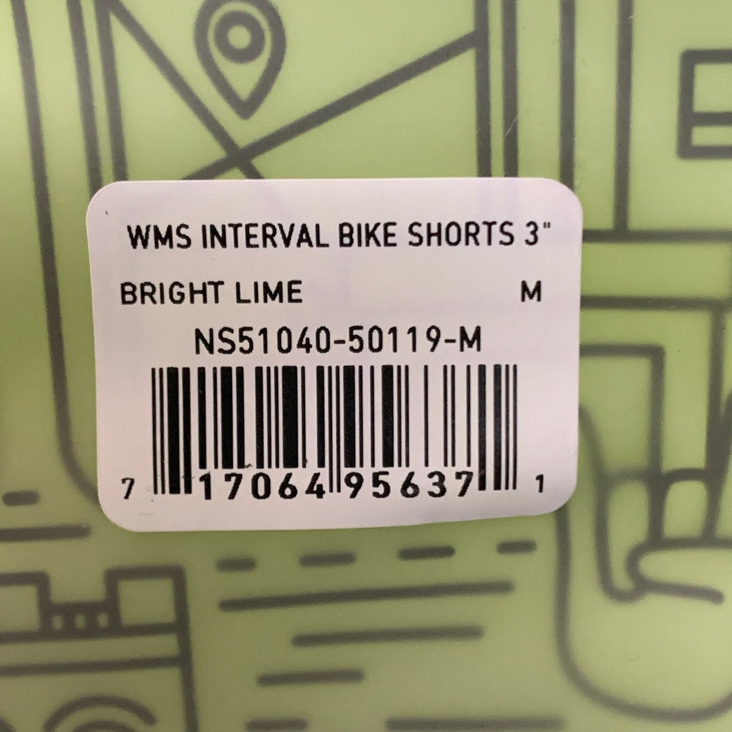 NATHAN Interval 3" Inseam Bike Short Women's Bright Lime Sz M NS51040-50119-M