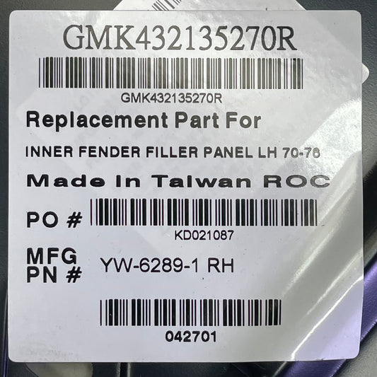 GOODMARK Inner Fender/Radiator Support Baffle For PONTIAC Firebird 1970-1976 Black GMK432135270R