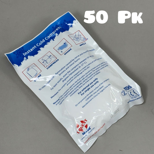 ZA@ URGANT FIRST AID (50 PACK) No Pre-Chilling Needed Instant Cold Press 4"x5"  M565-E As-is