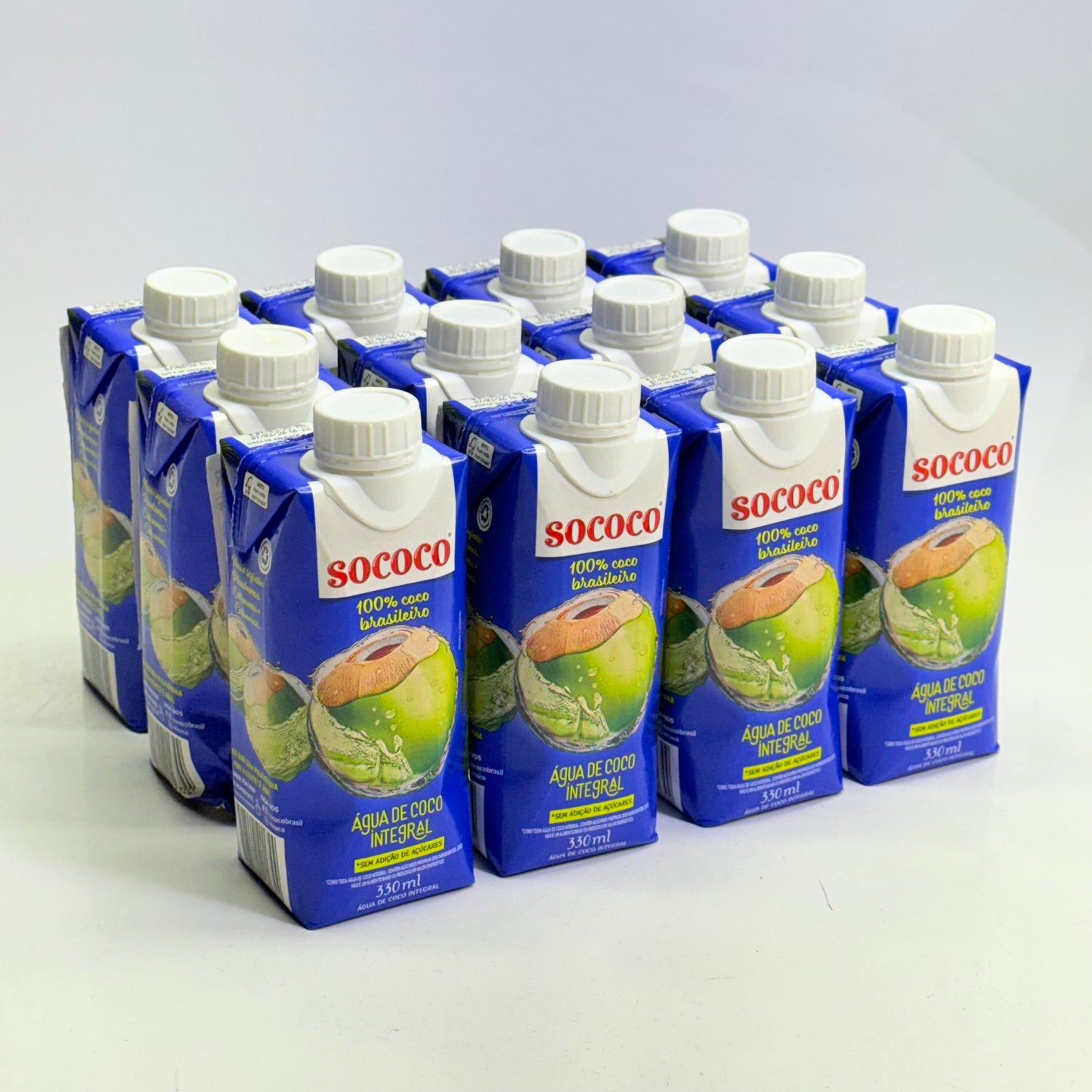 SOCOCO (12 PACK) Agua De Coco Integral 100% Coco Brasileiro 11.2 oz (330 ml)
