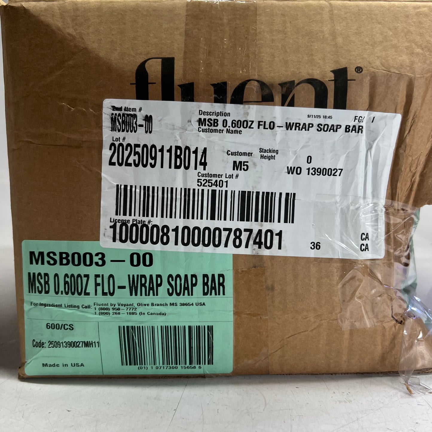 ZA@ FLUENT (600 PACK) Soap Bar 0.60 Fl. Oz. Green MSB003