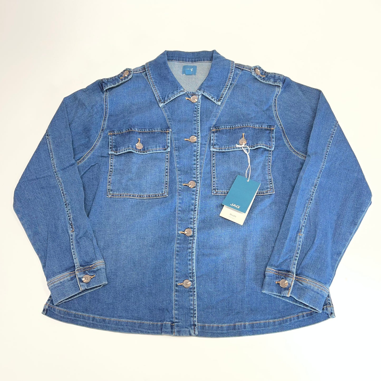 JAG Shaylie Denim Button Up Jacket Women's Sz L Harbor Blue  J8310SAP326