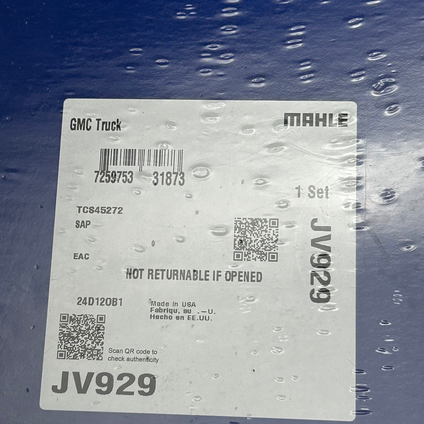 MAHLE Engine Timing Cover Gasket Replacement Part For Chevy JV929