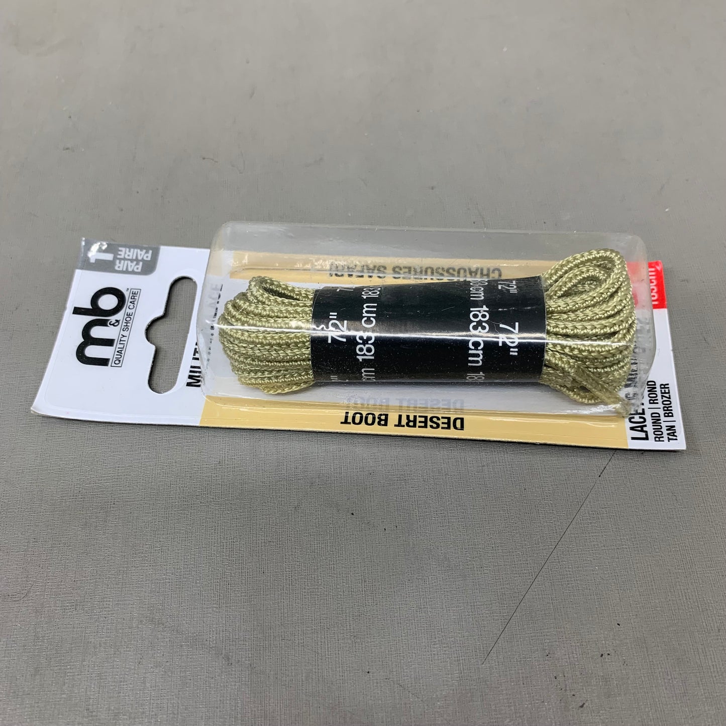 M&B QUALITY SHOE CARE (6 Pack) Military Shoe Lace 1 Pair 72" Desert Tan
