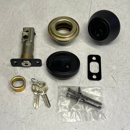 KWIKSET Safe Lock Single Cylinder Deadbolt W/ 2 Keys Matte Black 9SD91000-045