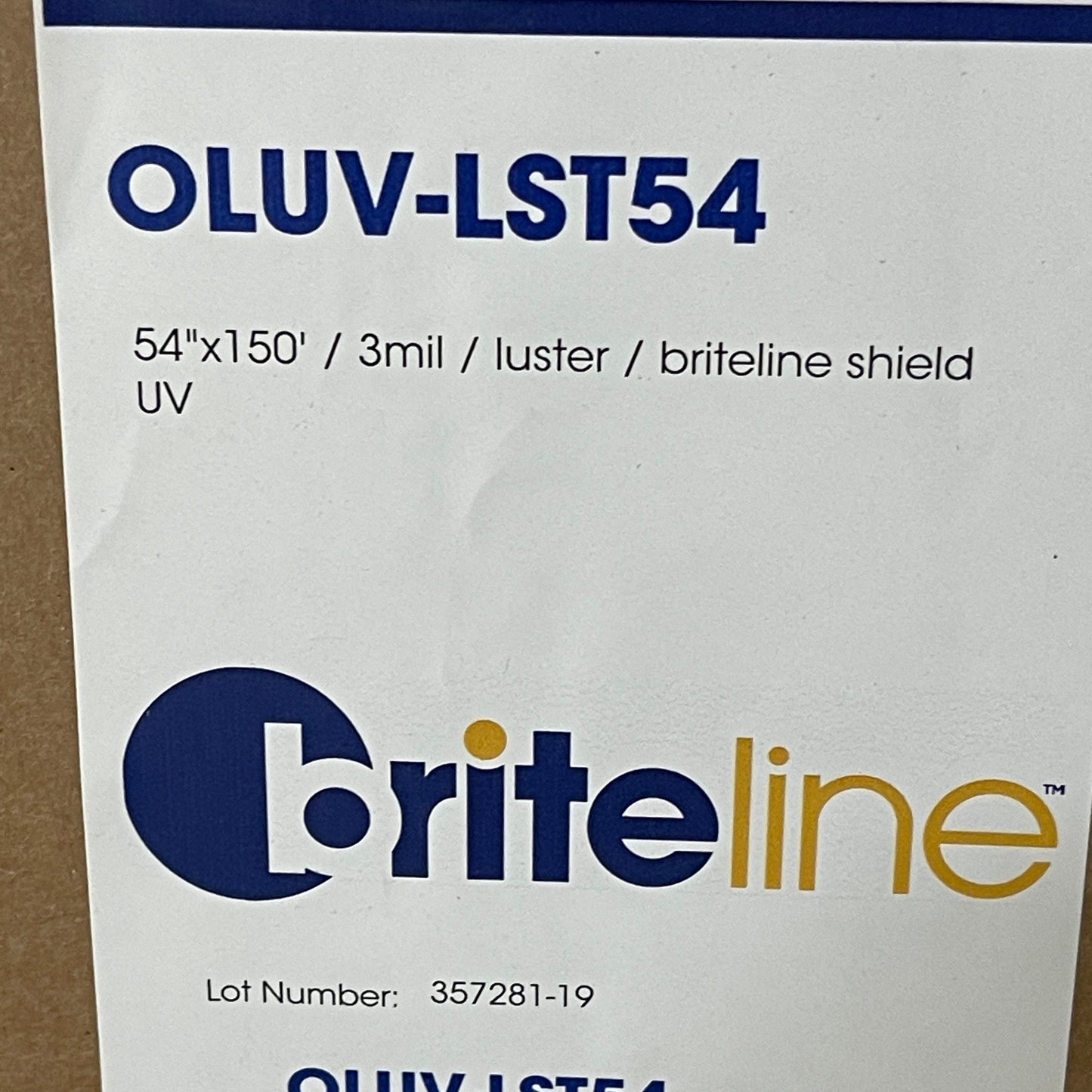 BRITELINE Shield Luster UV Overlaminate 3 MIL PVC Film 54"x 150' Roll OLUV-LST54