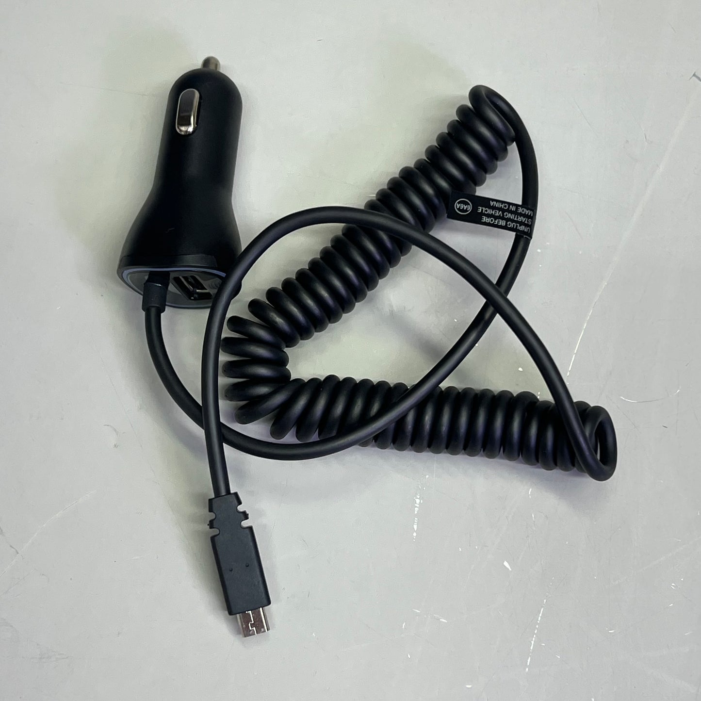 AT & T Single USB Secondary & Corded Micro Car Charger LED 3.4Amp Black 4899