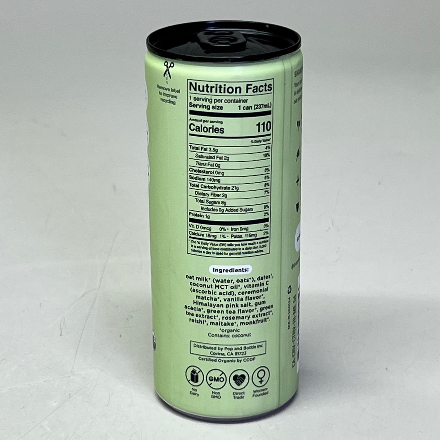 ZA@ POP & BOTTLE (12 PACK) Matcha Green Tea Reishi & Maitake 8 fl oz BB 11/25