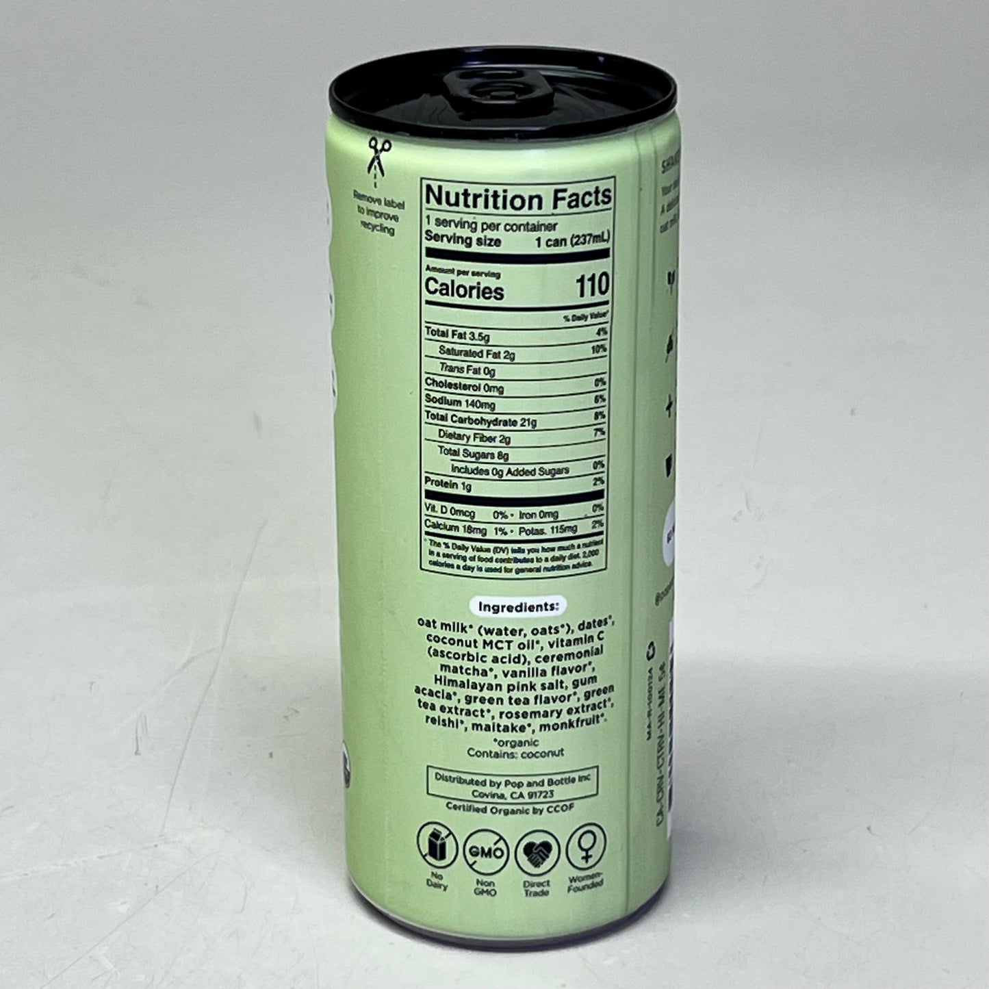 ZA@ POP & BOTTLE (12 PACK) Matcha Green Tea Reishi & Maitake 8 fl oz BB 11/25 A