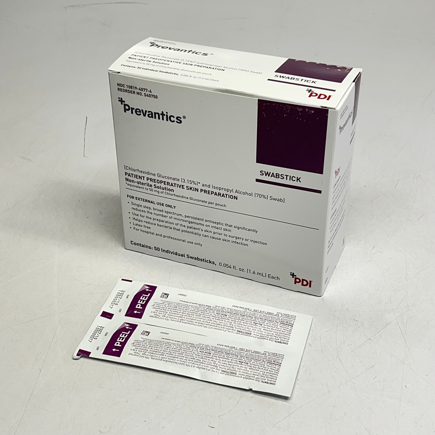 PDI (50 PACK) Prevantics Premoistened Swabsticks 2 Sided S40750 BB 10/27
