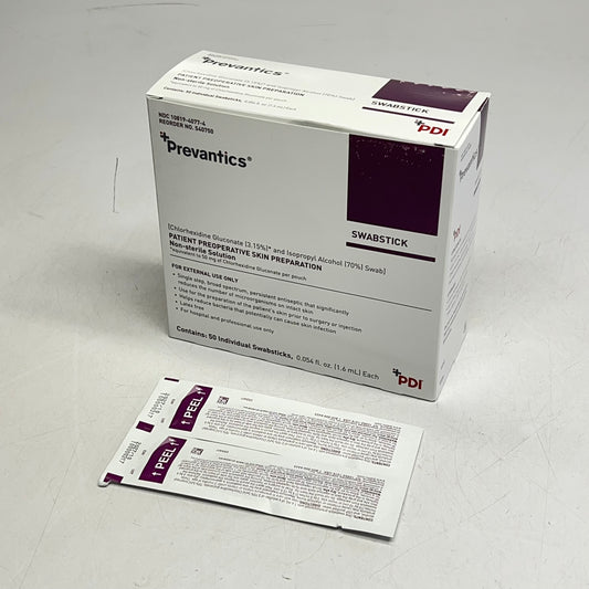 PDI (50 PACK) Prevantics Premoistened Swabsticks 2 Sided S40750 BB 10/27