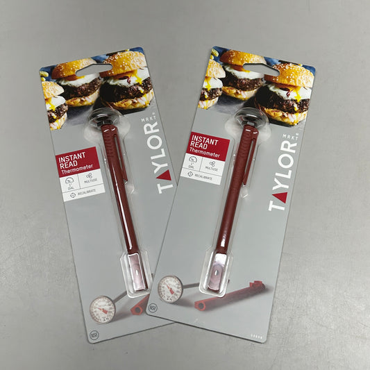 TAYLOR (2 PACK) Instant Read Thermometer With Sleeve Red 5989N (New)